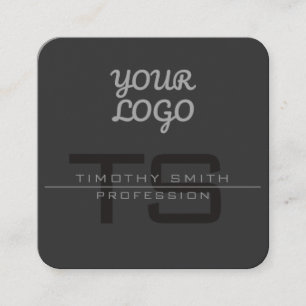 Uw logo & QR-code Modern Elegeant Donkergrijs Vierkante Visitekaartje