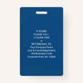 Uw Logo, QR-code, naam en titel Blauwe Verloop Badge (Achterkant)