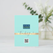 Uw Logo QR-codebusnaam, Gold Stripe Light Blauwgro Bedankkaart (Staand voorkant)