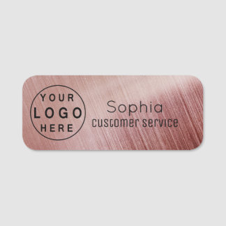 Uw Logo Radiaal Roos Gold Name Tag