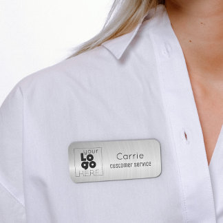 Uw Logo Radiale Metallic Silver Name Tag