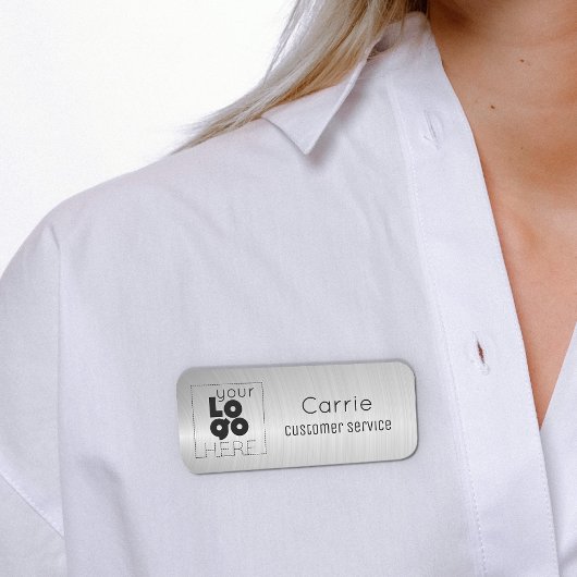 Uw Logo Radiale Metallic Silver Name Tag