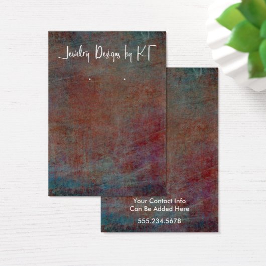 Uw Logo Red Blue Grunge Earring Holding-beeldscher Visitekaartje (Bureau)