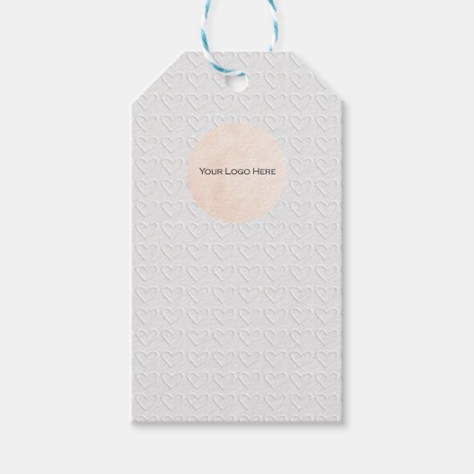 Uw Logo reliëf hart op Kraft Cadeaulabel (Voorkant)