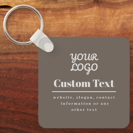 Uw Logo Retro-Modern Beige & Lichtgrijs Sleutelhanger (Voorkant)