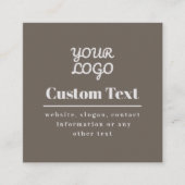 Uw Logo Retro-Modern Beige & Lichtgrijs Vierkante Visitekaartje (Voorkant)