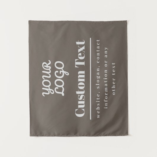 Uw Logo Retro-Modern Beige & Lichtgrijs Wandkleed (Voorkant)