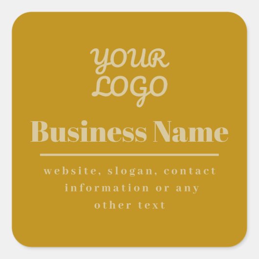 Uw Logo Retro-Modern Dark & Light Gold Vierkante Sticker (Voorkant)
