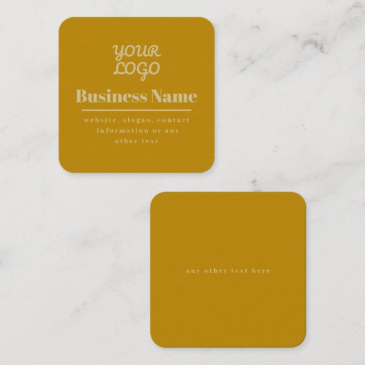 Uw Logo Retro-Modern Dark & Light Gold Vierkante Visitekaartje (Voorkant / Achterkant)