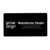 Uw Logo Retro-Modern Style Zwart retouradres Etiket (Voorkant)