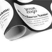 Uw Logo Retro-Modern Wit & Zwart Cadeaupapier (Rol Hoek)