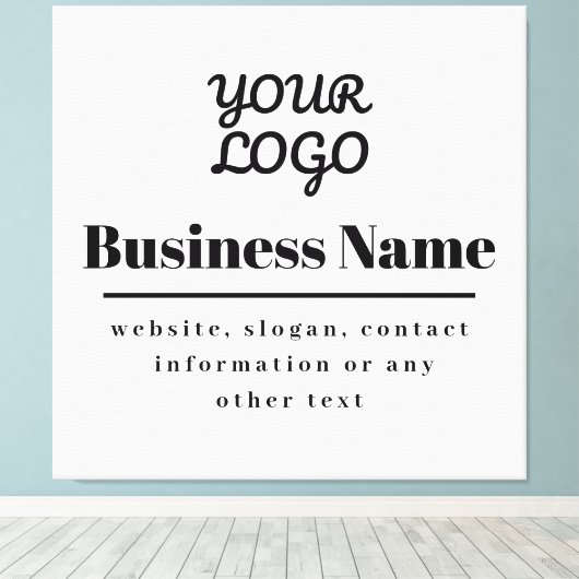 Uw Logo Retro-Modern Wit & Zwart Canvas Afdruk (Insitu (Houten vloer))