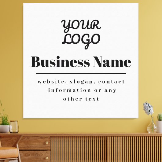 Uw Logo Retro-Modern Wit & Zwart Canvas Afdruk (Insitu (Woonkamer))