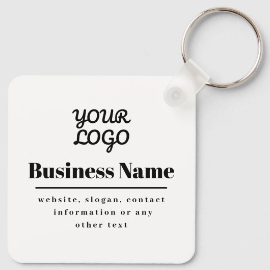 Uw Logo Retro-Modern Wit & Zwart Sleutelhanger (Achterkant)