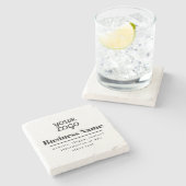 Uw Logo Retro-Modern Wit & Zwart Stenen Onderzetter (Zijkant)