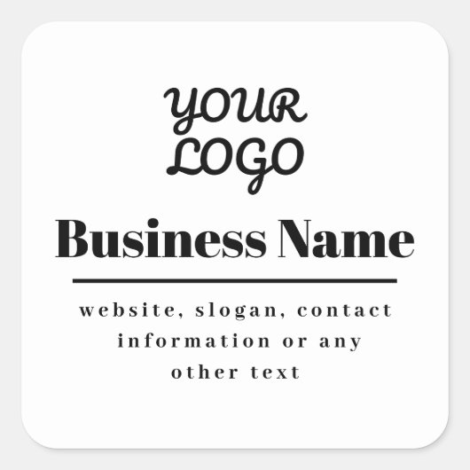 Uw Logo Retro-Modern Wit & Zwart Vierkante Sticker (Voorkant)