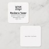 Uw Logo Retro-Modern Wit & Zwart Vierkante Visitekaartje (Voorkant / Achterkant)