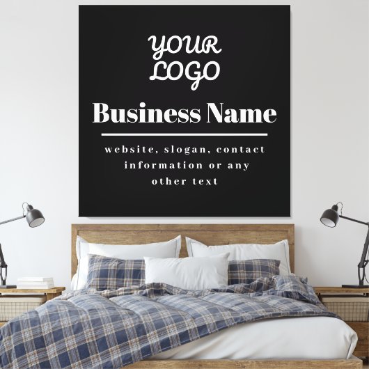 Uw Logo Retro-Modern Zwart & Wit Canvas Afdruk (Insitu (Slaapkamer))