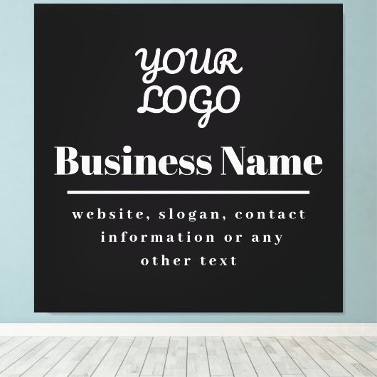 Uw Logo Retro-Modern Zwart & Wit Canvas Afdruk (Insitu (Houten vloer))