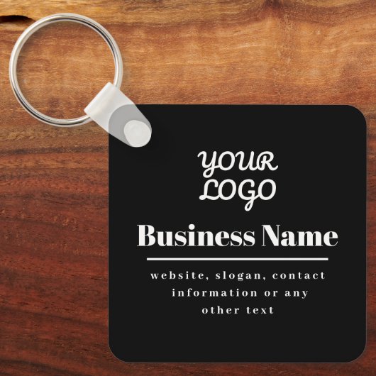 Uw Logo Retro-Modern Zwart & Wit Sleutelhanger (Voorkant)