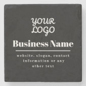 Uw Logo Retro-Modern Zwart & Wit Stenen Onderzetter (Voorkant)