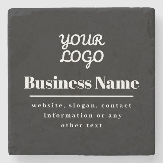 Uw Logo Retro-Modern Zwart & Wit Stenen Onderzetter (Voorkant)