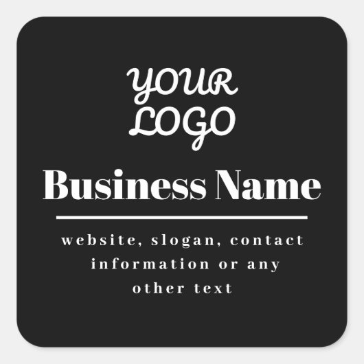 Uw Logo Retro-Modern Zwart & Wit Vierkante Sticker (Voorkant)