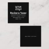 Uw Logo Retro-Modern Zwart & Wit Vierkante Visitekaartje (Voorkant / Achterkant)