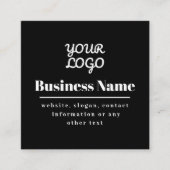 Uw Logo Retro-Modern Zwart & Wit Vierkante Visitekaartje (Voorkant)