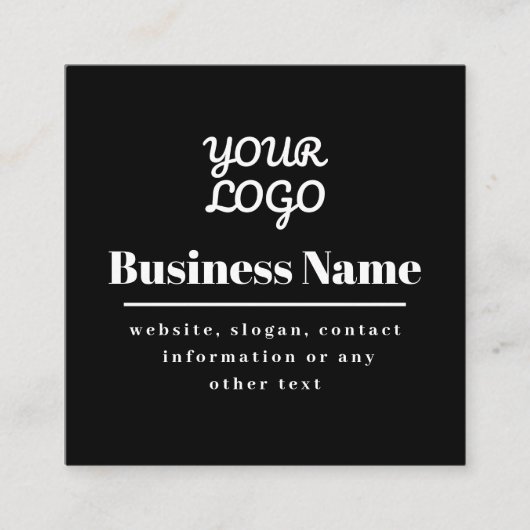 Uw Logo Retro-Modern Zwart & Wit Vierkante Visitekaartje (Voorkant)