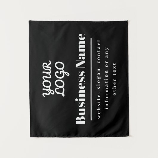 Uw Logo Retro-Modern Zwart & Wit Wandkleed (Voorkant)