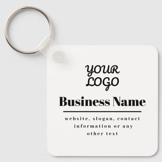 Uw Logo Retro-Moderne Wit & Zwart Sleutelhanger (Voorkant)