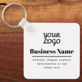 Uw Logo Retro-Moderne Wit & Zwart Sleutelhanger (Voorkant)