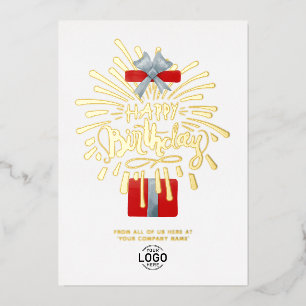 Uw Logo Rode Cadeau Doos Vuurwerk Zakelijk Verjaar Folie Uitnodiging