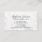 Uw Logo Roos Goud Roze Glitter Wit Marmer Visitekaartje (Achterkant)