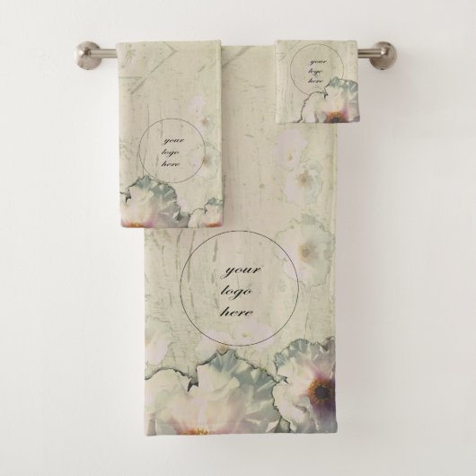 Uw Logo rustieke Charm Tree Peony Bad Handdoek (Insitu)