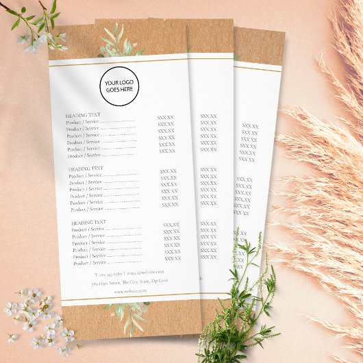 Uw Logo Rustieke Groene Salon Service Menu