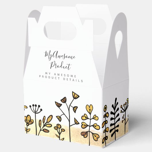 Uw Logo Schattig Goud & Zwart Bloemig Gebrandmerkt Bedankdoosjes (Geopend)