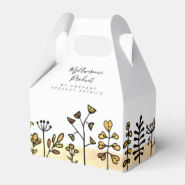 Uw Logo Schattig Goud & Zwart Bloemig Gebrandmerkt Bedankdoosjes