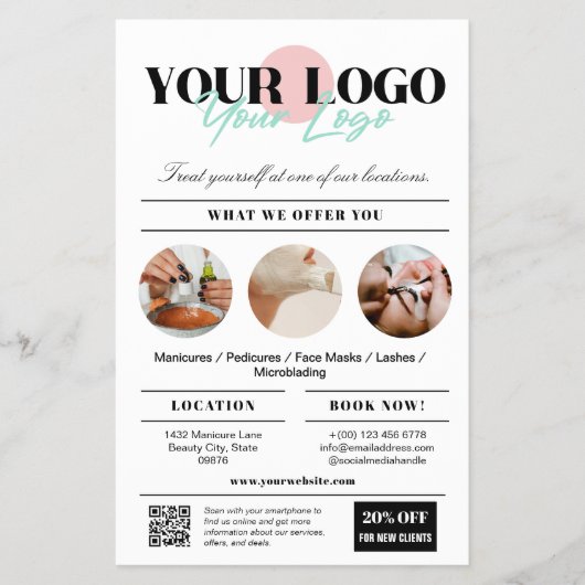 Uw Logo Services Schoonheidssalon Marketing Flyer (Voorkant)