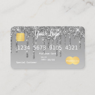 Uw Logo Silver Drip Glitter-look-creditcard Visitekaartje