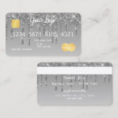 Uw Logo Silver Drip Glitter-look-creditcard Visitekaartje (Voorkant / Achterkant)