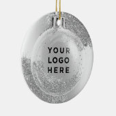 Uw Logo Silver Glitter stuurt kerstbal Keramisch Ornament (Rechts)