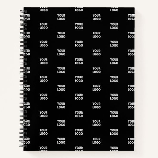 Uw Logo Simpel Herhalend Logo | Zwart Notitieboek (Voorkant)