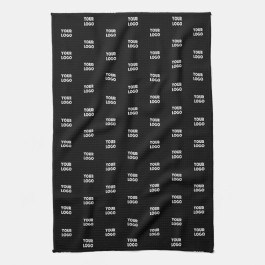 Uw Logo Simpel Herhalende Logo | Zwart Theedoek (Verticaal)
