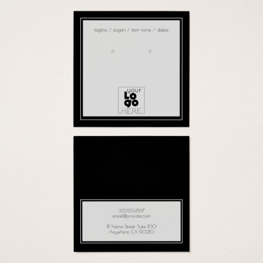 Uw Logo Simple Black Earring Display Kaart (Voorkant /achterkant)