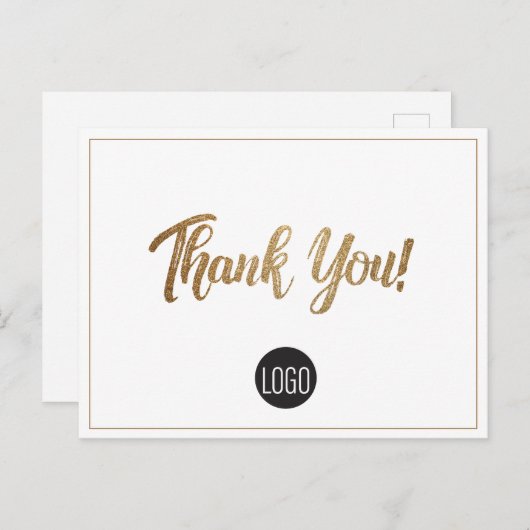 Uw Logo Simple Company Custom Gold Dank u Briefkaart (Voorkant / Achterkant)