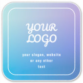 Uw Logo & Slogan of andere tekst | Blauw & Paars Sticker (Voorkant)