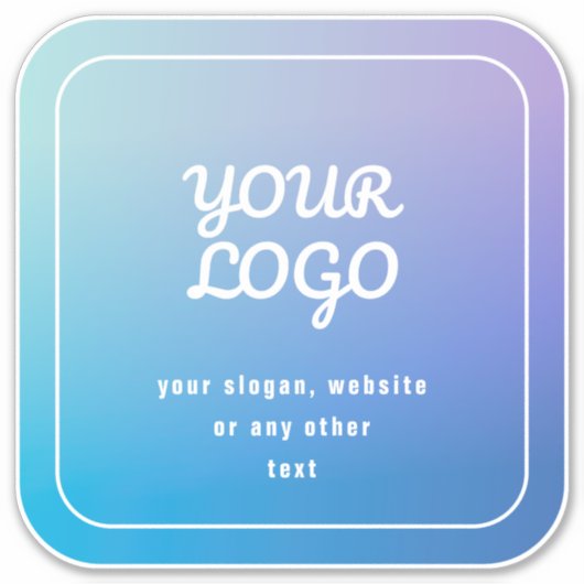 Uw Logo & Slogan of andere tekst | Blauw & Paars Sticker (Voorkant)