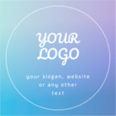 Uw Logo & Slogan of andere tekst | Blauw & Paarse Sticker (Voorkant)
